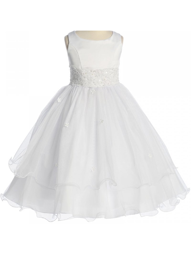 Big Girls' First Communion Lace Trim Tulle Wedding Flowers Girls Dresses  White Size 10 - Walmart.com
