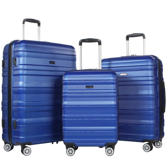 Tripcomp Hardside Luggage Set 3-Piece Set(21/25/29) Lightweight Suitcase 4-Wheeled Suitcase Set(Blue)