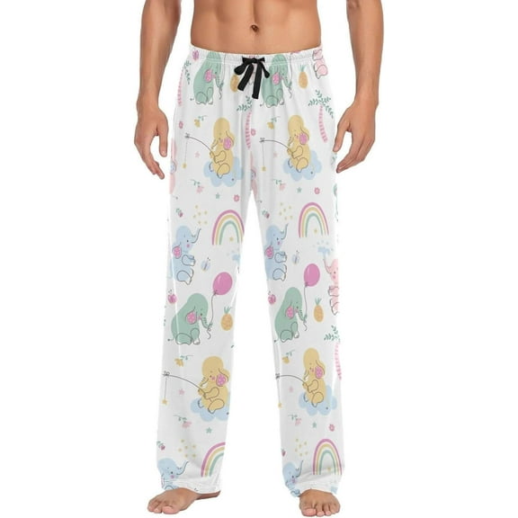 GZHJMY Elephant Pajama Pants for Men, Lounge Pants Lightweight Men Pajama Bottoms with Drawstring Pockets, Christmas New Year Birthday Gifts, Large