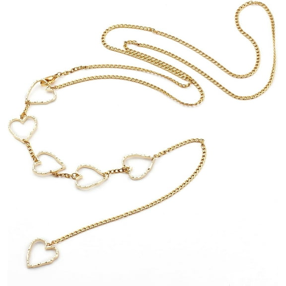 1Pc 304 Stainless Steel Body Chain Belt Women's Belly Waist Chain Textured Heart Golden 15.28 inch(38.8cm) diy