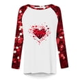 thumbnail image 4 of Valentines Day Shirts For Women Funny Love Heart Graphic Valentines T-Shirt Round Neck Long Sleeve Loose Fit Tops Red S, 4 of 5