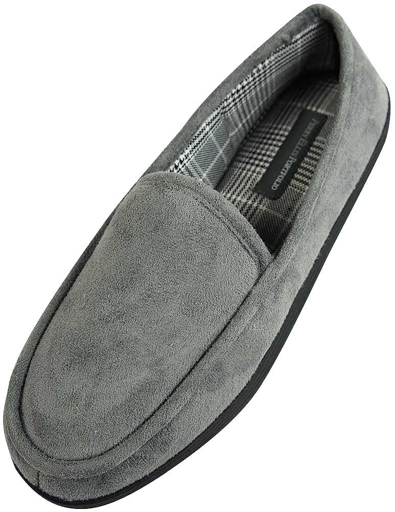 Perry Ellis - Perry Ellis Portfolio - Mens Microsuede Slipper - Plaid and  Solid Slippers for Men - Slip On and Twin Gore Moccasin styles with Spring  Foam cushioned insoles - 30