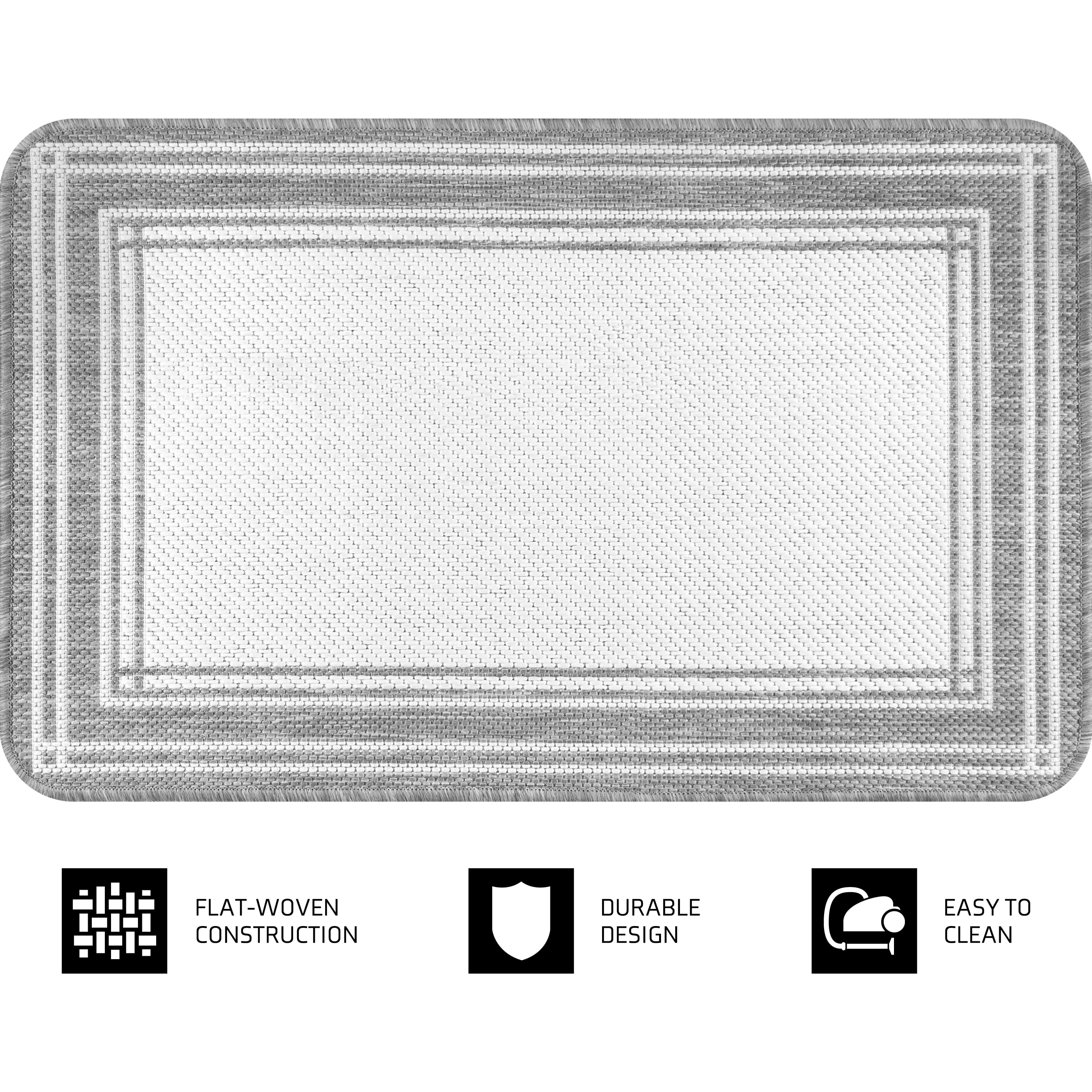 Mainstays Décor Frame Woven Kitchen Mat, Gray, 20" x 32"