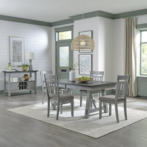 Newport 5 Piece Trestle Table Set in Gray