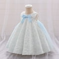 thumbnail image 5 of Girls Dresses Infant Bowknot Mesh Flower Dress Sleeveless Children Party Pageant Princess Dress Size 18 M-24 M, 5 of 5