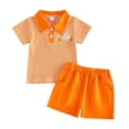 thumbnail image 2 of Baby Easter Outfit Girl Bunny Embroidery Striped Short Sleeve Top and Shorts 2Pcs Set Toddler Girl Outfits Orange 2-3 Years, 2 of 9