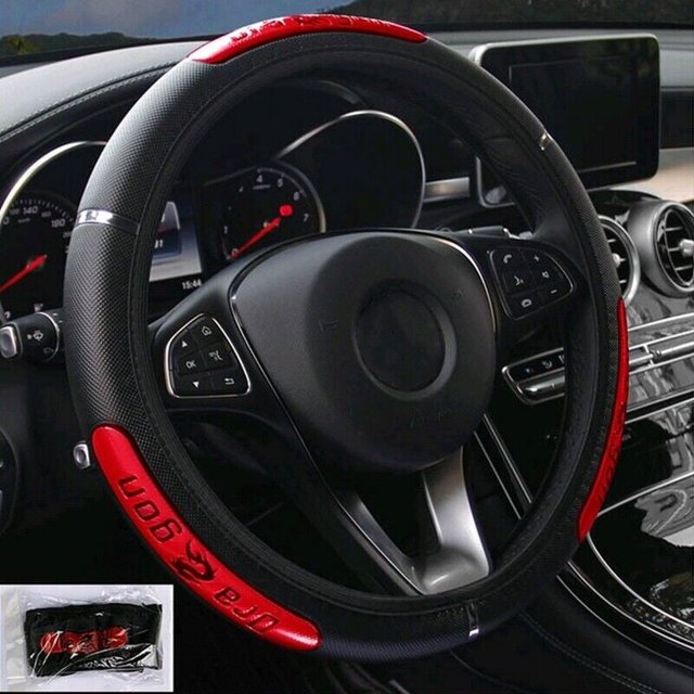 protector antideslizante de piel sintética para volante de coche de 15 pulgadas/38 cm.