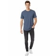 thumbnail image 3 of Allsense Men's Hipster Long T-Shirt - Drop-Cut Curved Hem Tee, Slate Blue, Small, 3 of 3