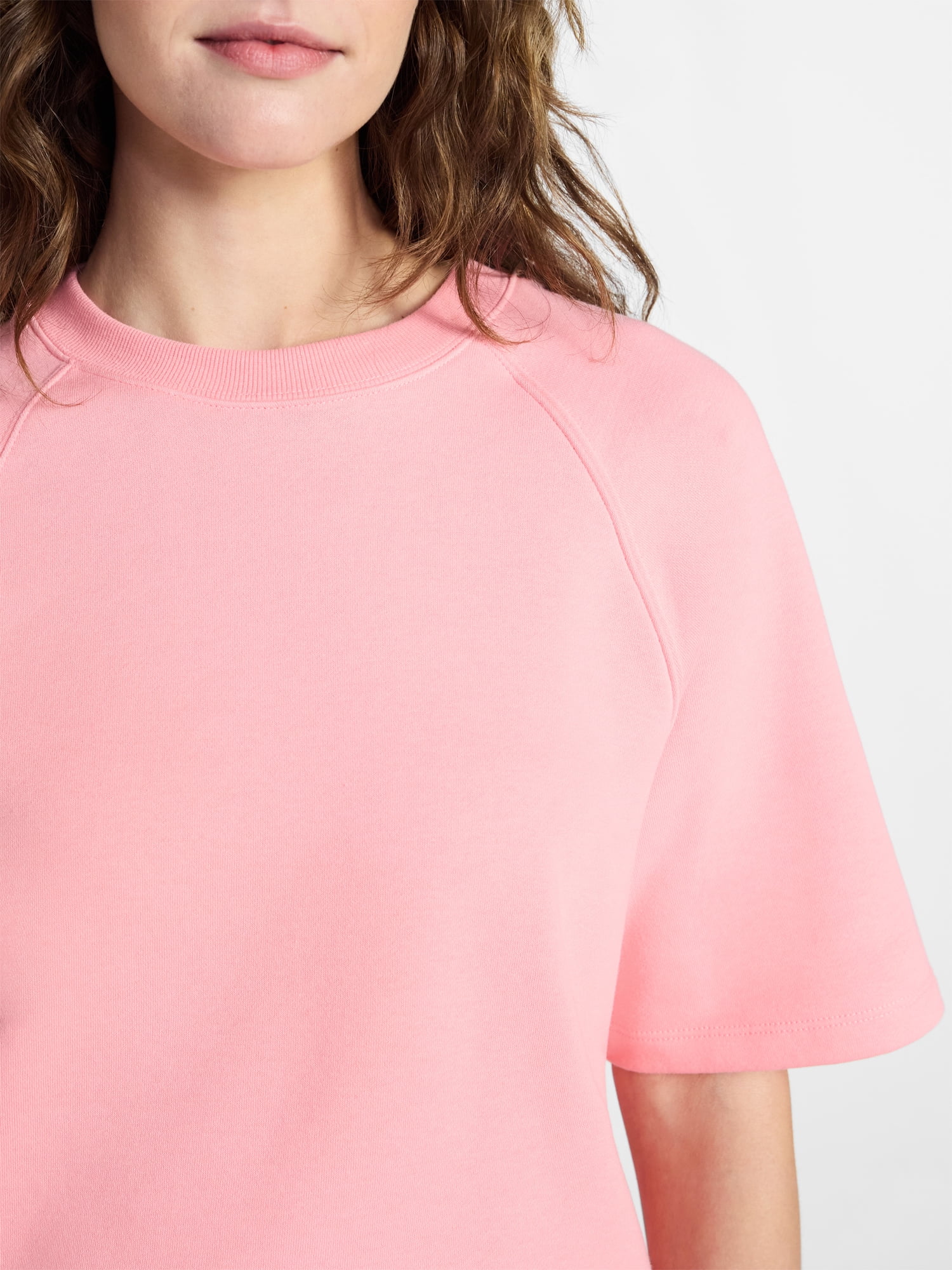 Time and Tru Women's Boxy Sweatshirt with Short Sleeves, Size XS-XXXL