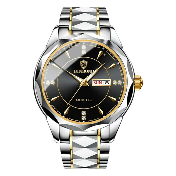 EEEkit Luxury Quartz Watch for Men, Waterproof Stainless Steel Business Wristwatch, Silver