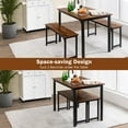 thumbnail image 2 of GORELAX 3 Piece Dining Table for 4, Space Saving Kitchen Table Set with 2 Benches, Metal Frame, Farmhouse Kitchen Table and Chairs for Small Spaces (Rustic Brown), 2 of 9