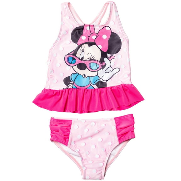 Disney Minnie Mouse Toddler Girls Racerback Tankini Top and Bikini Bottom Swim Set Infant to Little Kid