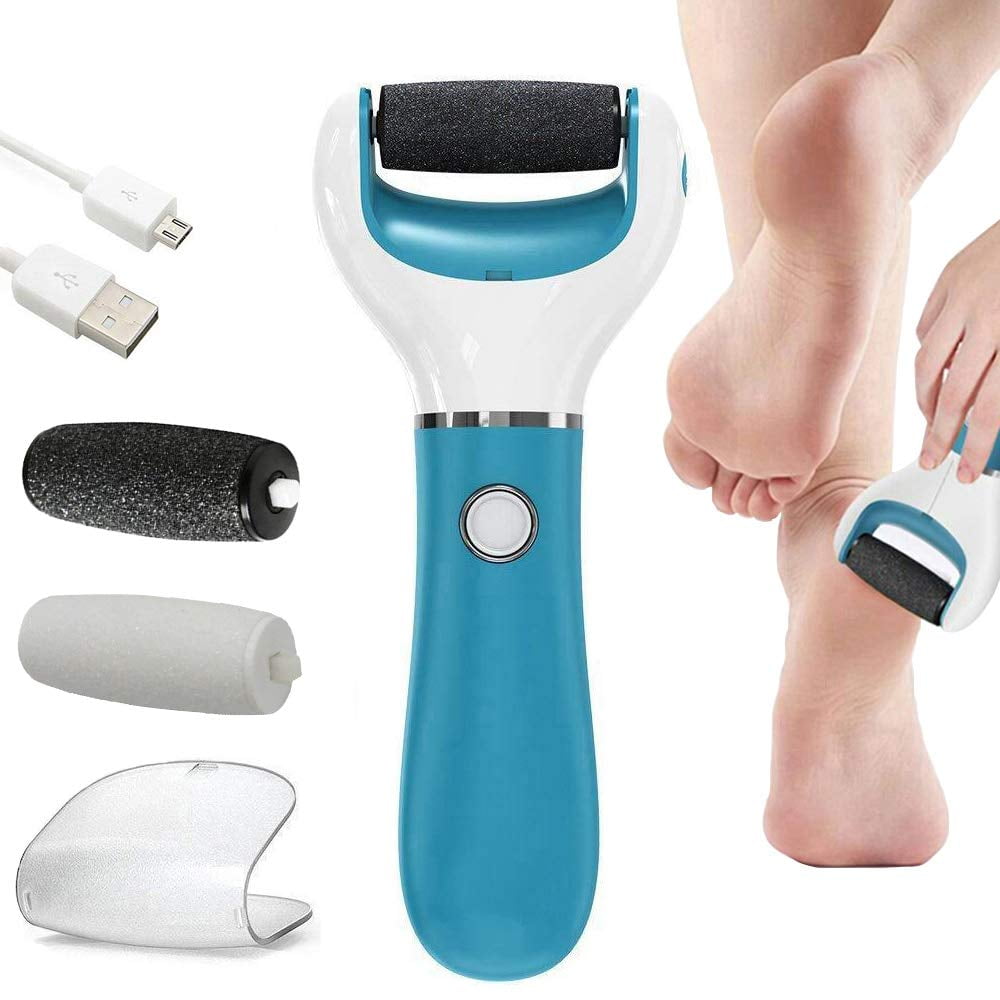 Xceedez Electric Foot Callus Remover Kit, Rechargeable Pedicure Tools Foot Care Feet File with 3 Heads,2 Speed,Battery Display for Remove Cracked H