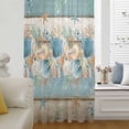 thumbnail image 5 of Teal Blue Brown Beach Coastal Sheer Curtains 84" Long, Nautical Shell Starfish Coral Summer Light Filering Curtains, Breathable Simi Curtain Privacy Drapes for Living Room Bedroom Window Treatment, 5 of 9