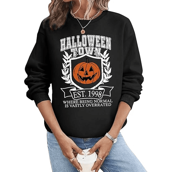 Halloweentown Pumpkin Print Halloween Shirt Long Sleeve shirt For Women