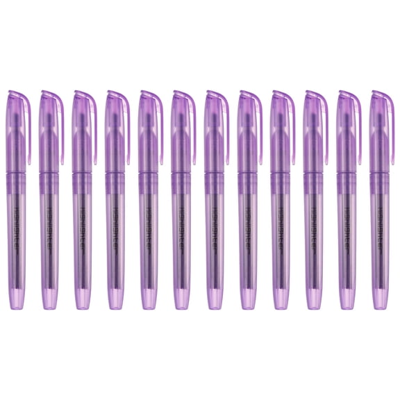 Purple Highlighter, 12 Pack High Lighters No Bleeds Highliters Pens Neon Clear View Bright Quick Dry Pocket Marker Pen Sticks Chisel Tip Cute for Books Office Adults, Transparent