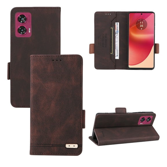 Flip Case for Motorola G15 4G/G05/G35/G55/G75 5G/G54/G84 Cover Magnetic Wallet with Buckle Card Holder Kickstand