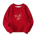 thumbnail image 3 of ATOGUTA Girl Valentine's Day Sweatshirts Boys Kids Long Sleeve Tees Love Heart Kids Tops Outfit Size 1T-13, Red, 3 of 5