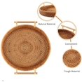 thumbnail image 4 of Visland Handmade Rattan Round Woven Basket, Round Serving Tray , Food Serving Baskets, Wicker Basket Storage Tray with Handle, Great To Display Bread Or Fruit, 4 of 8