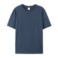 thumbnail image 1 of Camiseta 100% algodón orgánico con logotipo personalizado, venta al por mayor, camisas informales formales para hombre, talla grande, estampado de cuello mandarín corto de verano, 1 of 4