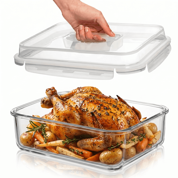 Razab 4800mL Large Glass Food Storage Container with Airtight Lid, BPA Free Meal Prep Containers, Baking, Roasting and Leftovers
