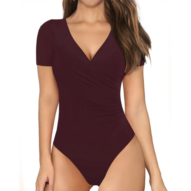 Body MANGOPOP para mujer, cuello pronunciado, con cuello en V