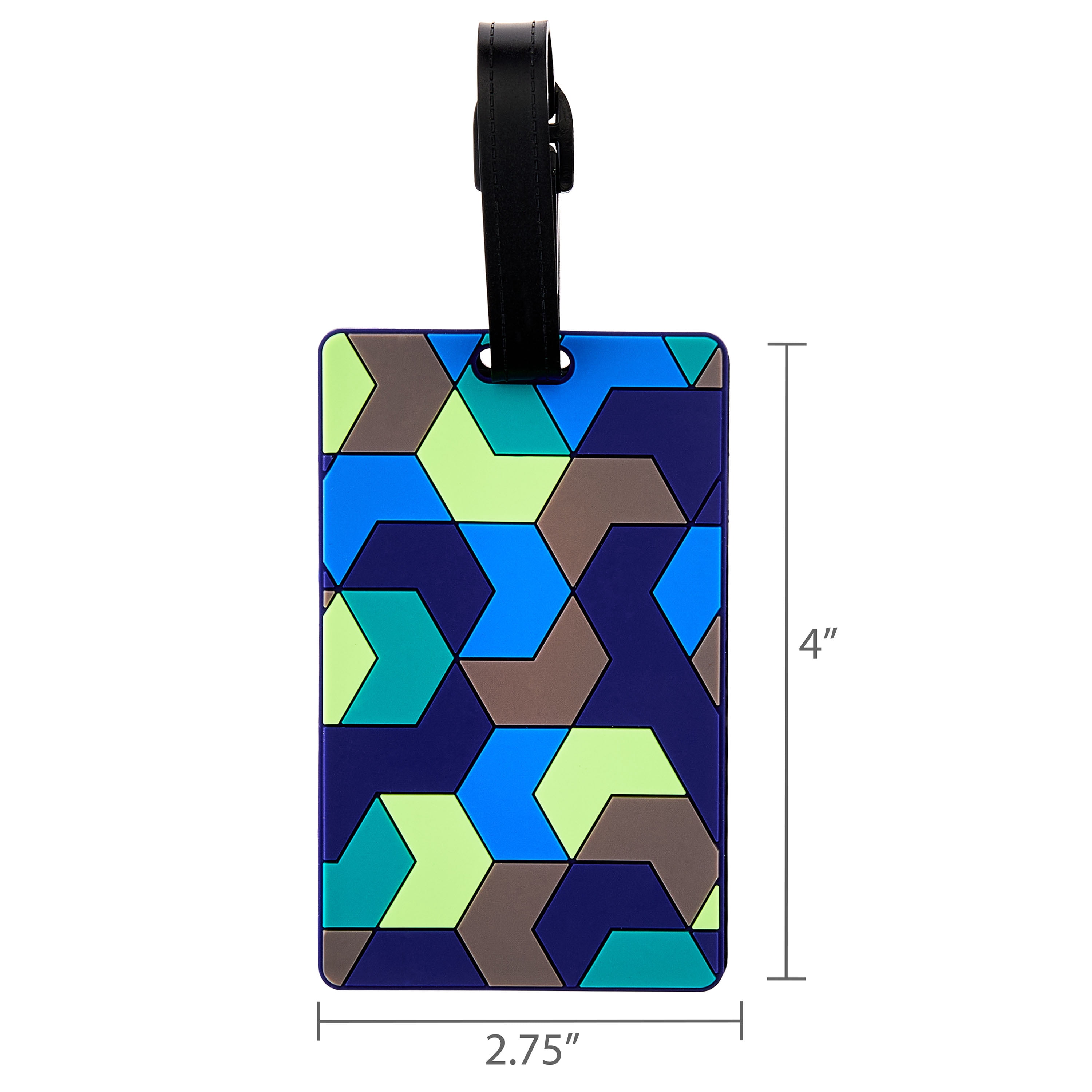 Protege Geometric Pattern Luggage Tag with Identification Card for Travel, Multicolor