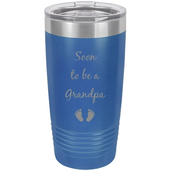 Soon to be a Grandpa - Announcement Stainless Steel Engraved Insulated Tumbler 20 Oz Travel Coffee Mug, Blue