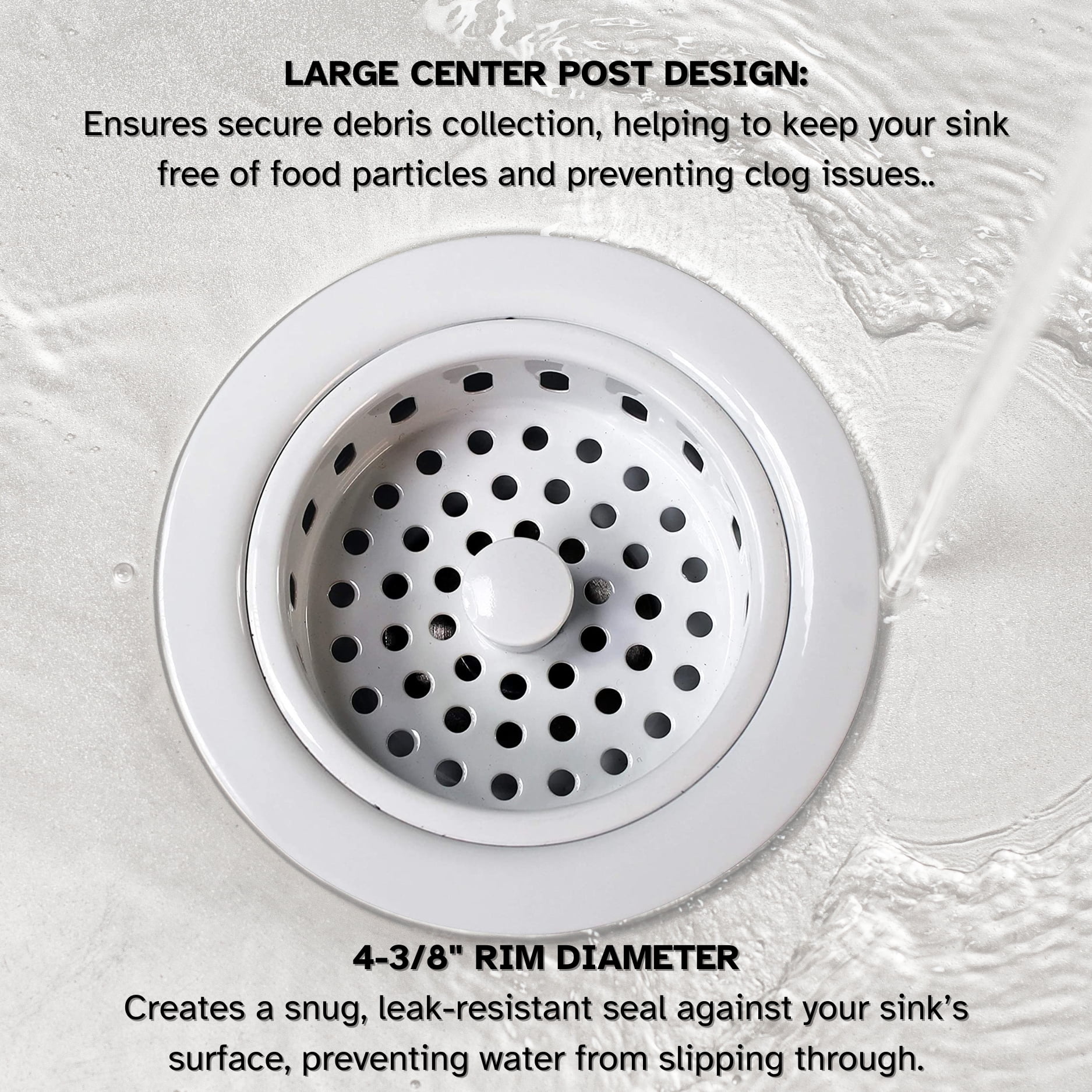 Westbrass COMBO PACK 3-1/2" Wing Nut Style Sink Strainer and Extra-Deep Waste Disposal Trim, Powder Coat White