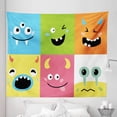 thumbnail image 1 of Humorous Tapestry, Modern Pattern of Colorful Blocks with Different Whimsical Faces Spooky Emoticon, Fabric Wall Hanging Decor for Bedroom Living Room Dorm, 5 Sizes, Multicolor, by Ambesonne, 1 of 1