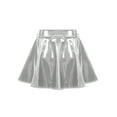 thumbnail image 5 of IEFIEL Womens Glossy Patent Leather A-Line Zipper Skirt Flared Miniskirt Invisible Zipper Mini Skirt Silver XL, 5 of 7