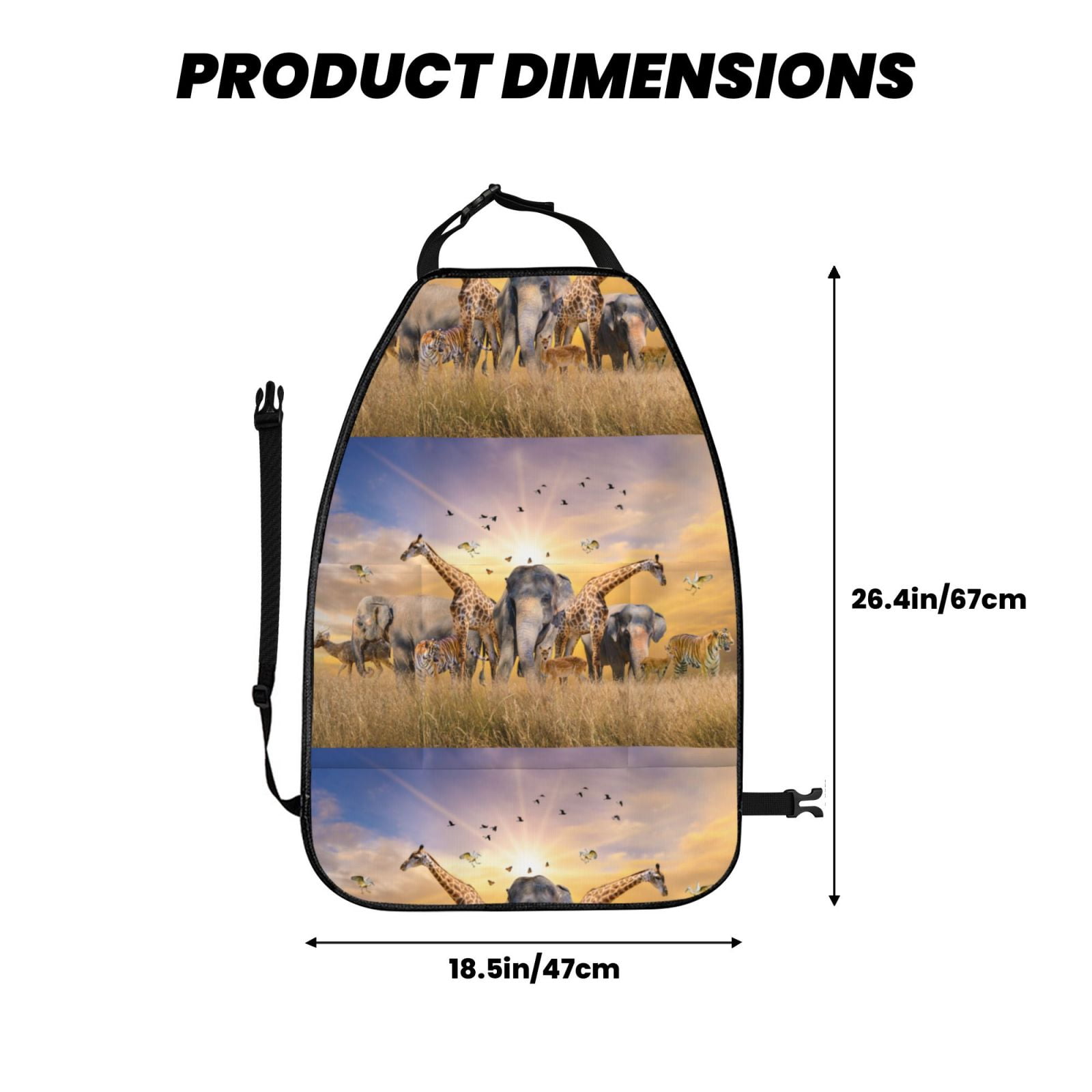 Xecao Vintage Wildlife Protection Pattern Car Seat Back Protector 2 Pack Large Capacity Pocket, Kick Mats Back Seat Protector