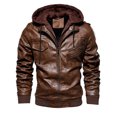 thumbnail image 4 of Chaqueta de cuero para hombre, chaqueta de cuero PU fina con capucha de dos piezas para otoño e invierno, estilo europeo y americano, 4 of 6