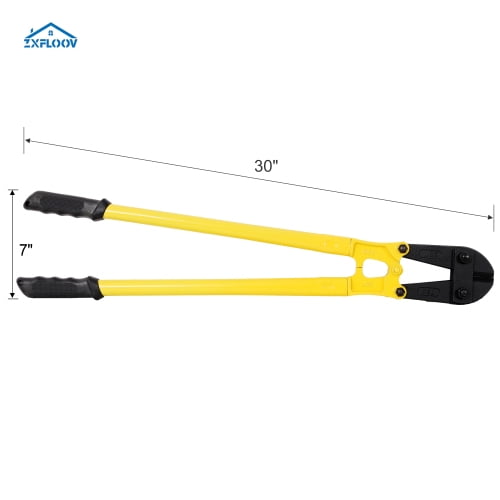 30" Heavy-Duty Bolt Cutter, Ergonomic Soft Rubber Grip, Yellow Steel Cutter for Fence, Steel Wire, Chain, Medium Padlocks