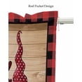 thumbnail image 5 of Red Gnomes Valentine Linen Curtain Valance for Bedroom/Bathroom/Kitchen/Office/Living/Dining Room Window,Red Black Plaid Vintage Wooden Rod Pocket Topper Decorative Cafe Drapes Panel 42"x18", 5 of 6