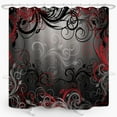 thumbnail image 3 of Red and Black Shower Curtain Mystic Magical Forest Modern Inspired Floral Swirls Leaves Bath Curtain Waterproof Fabric Bathroom Decor 72x72 Inch Plastic Hooks 12 PCS, 3 of 6