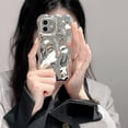 thumbnail image 3 of Case for iPhone 11 6.1 inch, Cute Solid Color Curly Wave Shape Shockproof Soft Bumper Phone Case, Candy Water Ripple 3D Silicon Slim Pretty Case Aesthetic Cover, Silver, 3 of 7