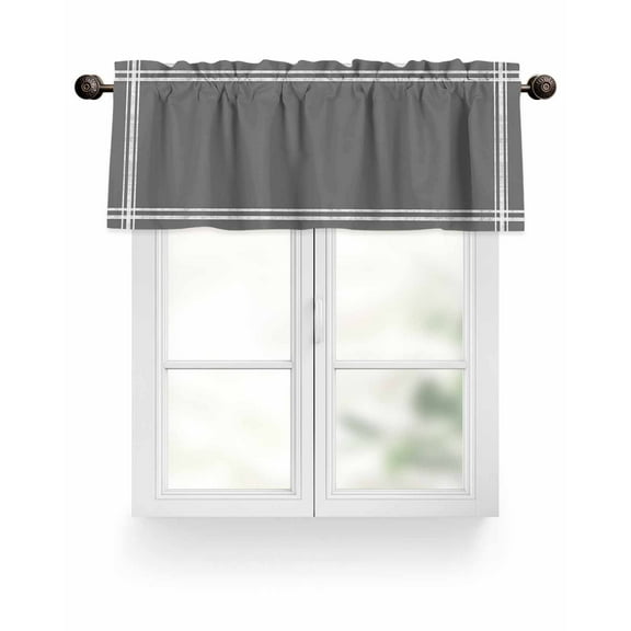 Solid Color Valances for Windows Dark Gray Valance Rod Pocket Light Filtering Short Window Treatments Curtains for Kitchen Bathroom Living Room Bedroom, 1 Panel, 54 x 18 Inch