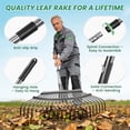 thumbnail image 6 of RELOIVE Rake for Leaves, Heavy Duty Garden Leaf Rake for Lawns, 65" Adjustable 25 Tines Metal Yard Rake, 6 of 9
