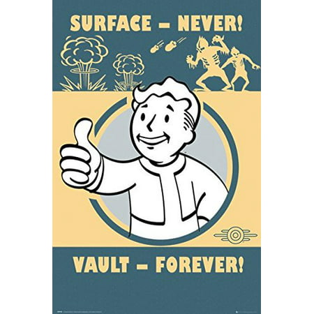 Fallout 4 - Gaming Poster / Print (Vault-Tec / Vault Boy - Surface - Never, Vault - Forever) (Size: 24