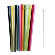 25 PCS Reusable Plastic Straws for Tall Cups and Tumblers, BPA-Free Unbreakable Clear Colored Drinking Straw with 1 Cleaning Brush, Not Dishwasher Safe