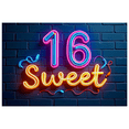 thumbnail image 3 of Neon Style 16 Sweet Backdrop Banner, Teen Birthday Party Decorations, Photography Props, Party Background, Photo Booth Decor, Celebration Decor, 3 of 8