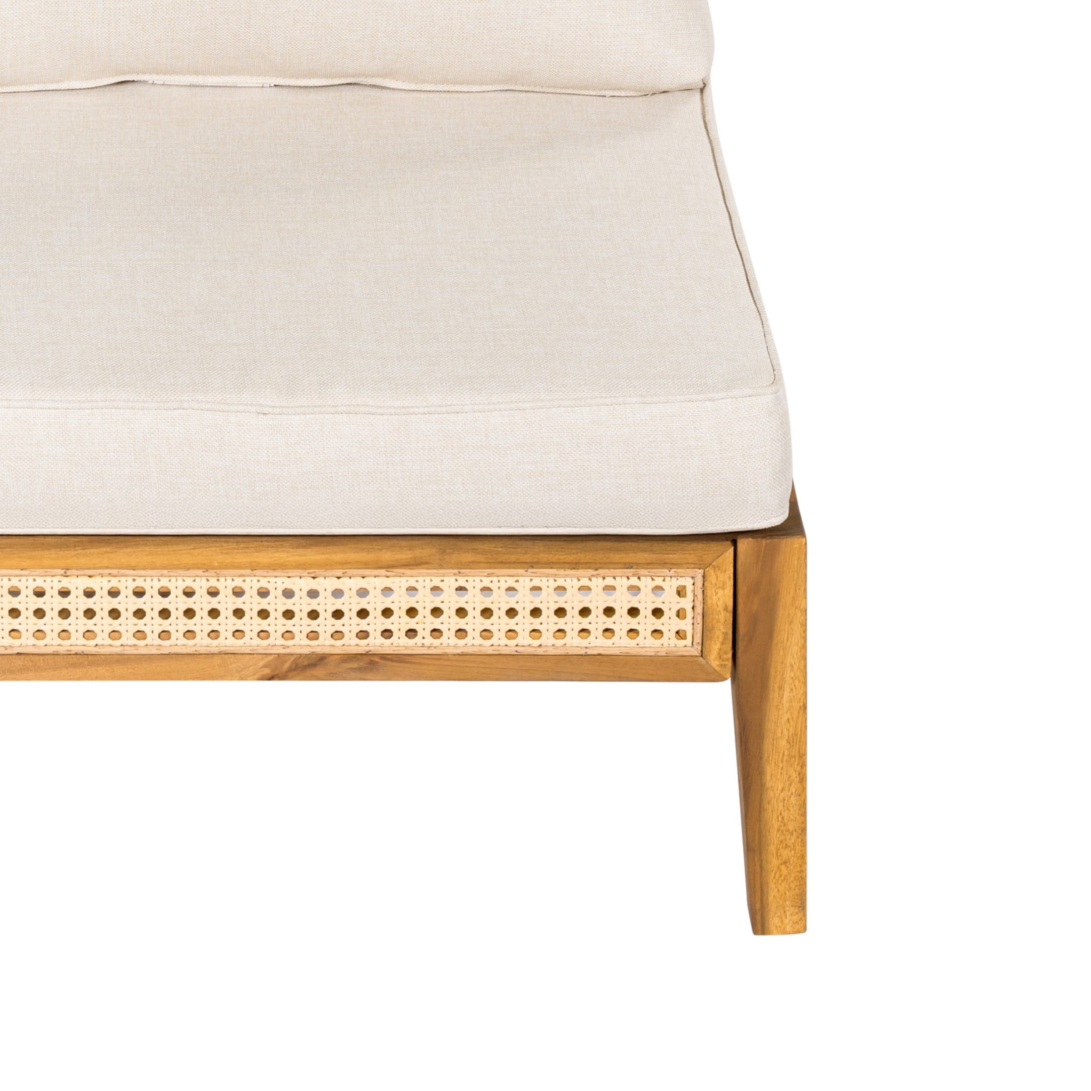 Christopher Knight Home Outdoor Armless Chairs, Wood Frame, Cane Accents and Cushions, Teak+Beige, Set of 2