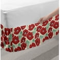 thumbnail image 2 of Poppy Bed Skirt, Spring Garden Pattern with Red Blossoms Seed Capsules and Little Dots, Elastic Bedskirt Dust Ruffle Wrap Around for Bedding Decor, 4 Sizes, Mint Green Beige, by Ambesonne, 2 of 2