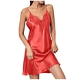 thumbnail image 2 of Stamzod Satin Nightgowns for Women V-Neck Lace Trim Spaghetti Straps Sleep Dress Soft Comfy Ladies Pajamas XL, 2 of 6