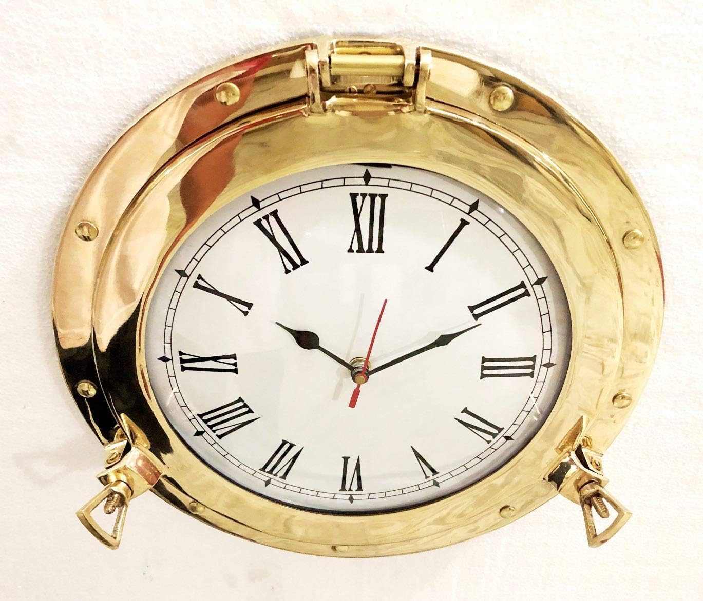 17" Antique Marine Solid Brass Ship Porthole Analog Clock Nautical Wall Clock Home Decor