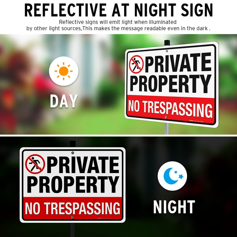 faittoo-no-trespassing-sign-private-property-with-36-stake-for-outside-14-x10-reflective-rust-free-heavy-aluminum-walmart-com for Free Printable Private Property Signs Faittoo No Trespassing Sign Private Property with 36