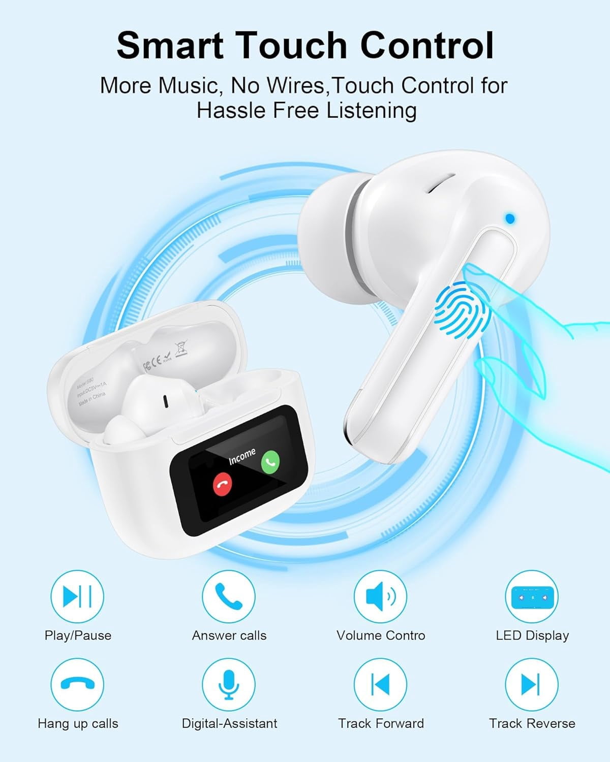 HRTGFD-Pixel Buds Wireless Earbuds for Google Pixel 10/10a/10Pro/10 Pro XL/9/9a/9 Pro XL/9Pro/8/8a/8Pro/7Pro/7/7a/6/6a, Google Earbuds Wireless Headphones Noise Cancelling with Multi-Function Touch S