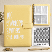 100 Envelopes Money Saving Challenge, 100 Envelope Challenge Binder, Easy and Fun Way to Save $5,050, Savings Challenges Budget Book Binder with Cash Envelopes for Office,Home,School (Yellow)