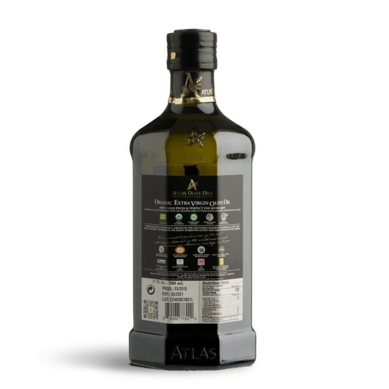 Atlas Organic Moroccan Extra Virgin Olive Oil, 500ml, Cold Pressed